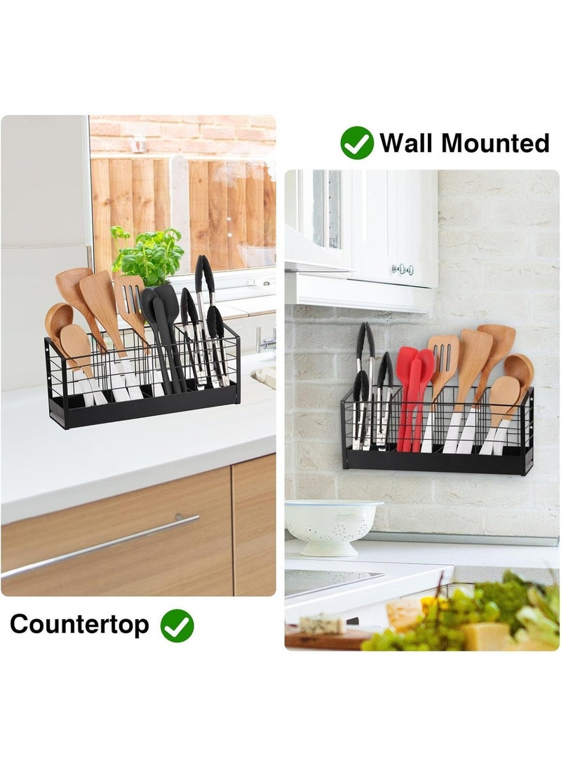 FUOE Wall-mounted kitchen dish rack - silicone coated dish organizer with chopstick holder and diatomaceous earth base. A countertop storage rack for spoons, forks, and kitchen utensils, this space-saving modern kitchen dish rack offers convenient storage. - Image 2